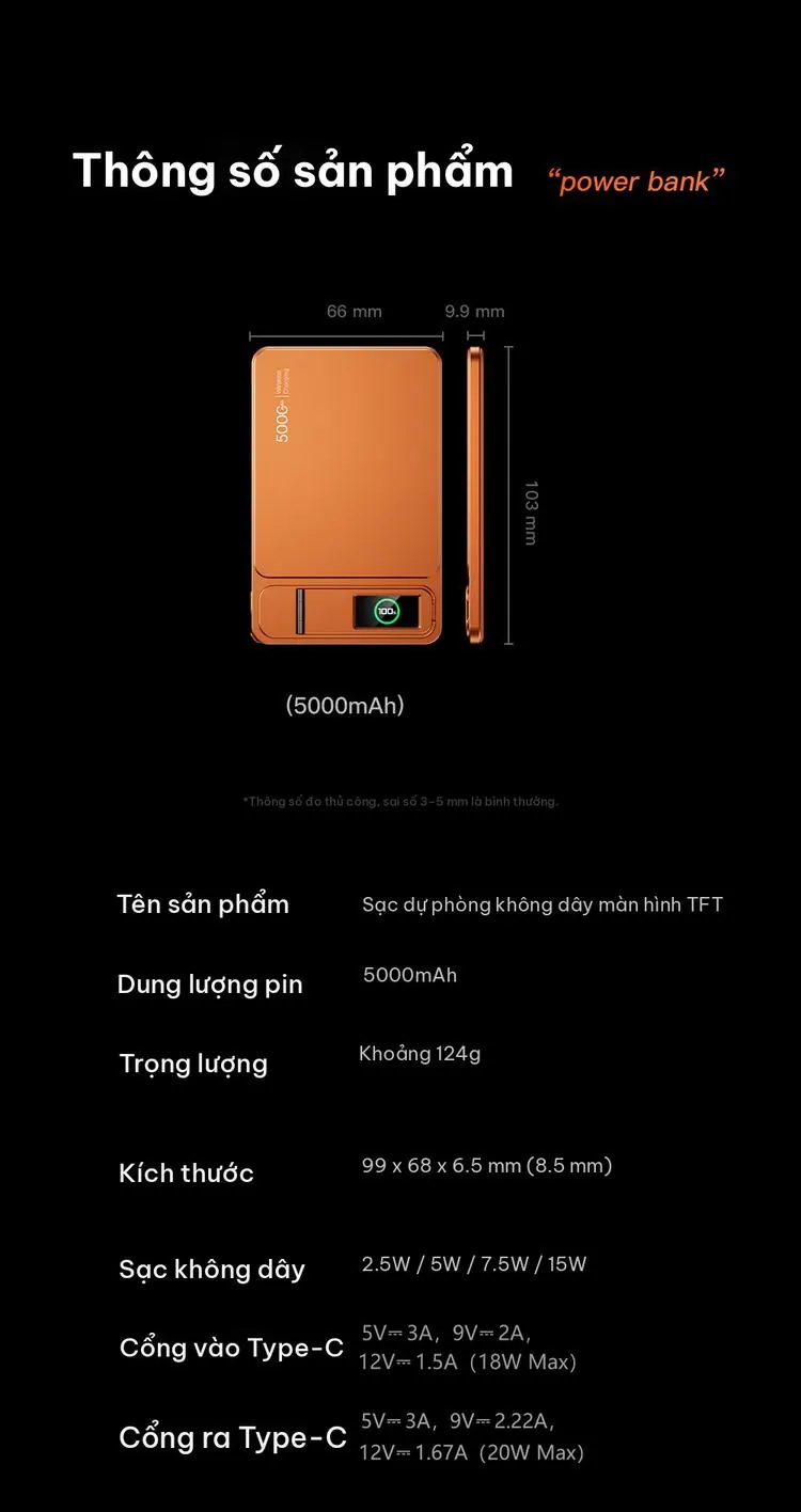 Thông số kỹ thuật TFT C1 5000mAh