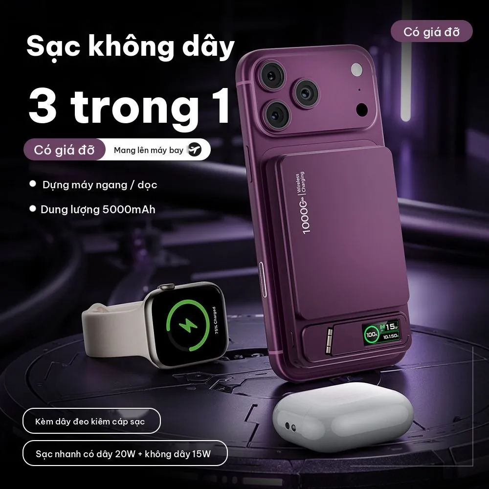 Pin sạc từ tính 5000mAh C1 màu tím