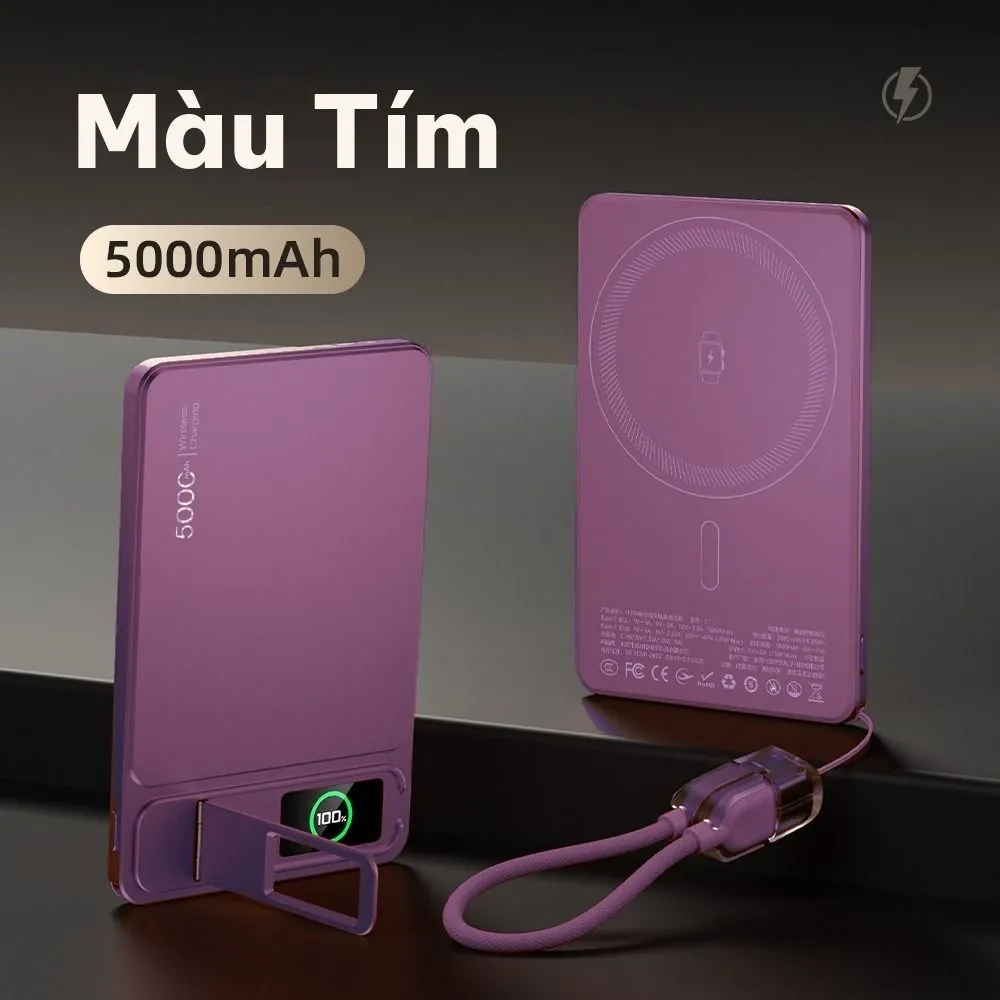 Pin sạc từ tính 5000mAh C1 màu tím